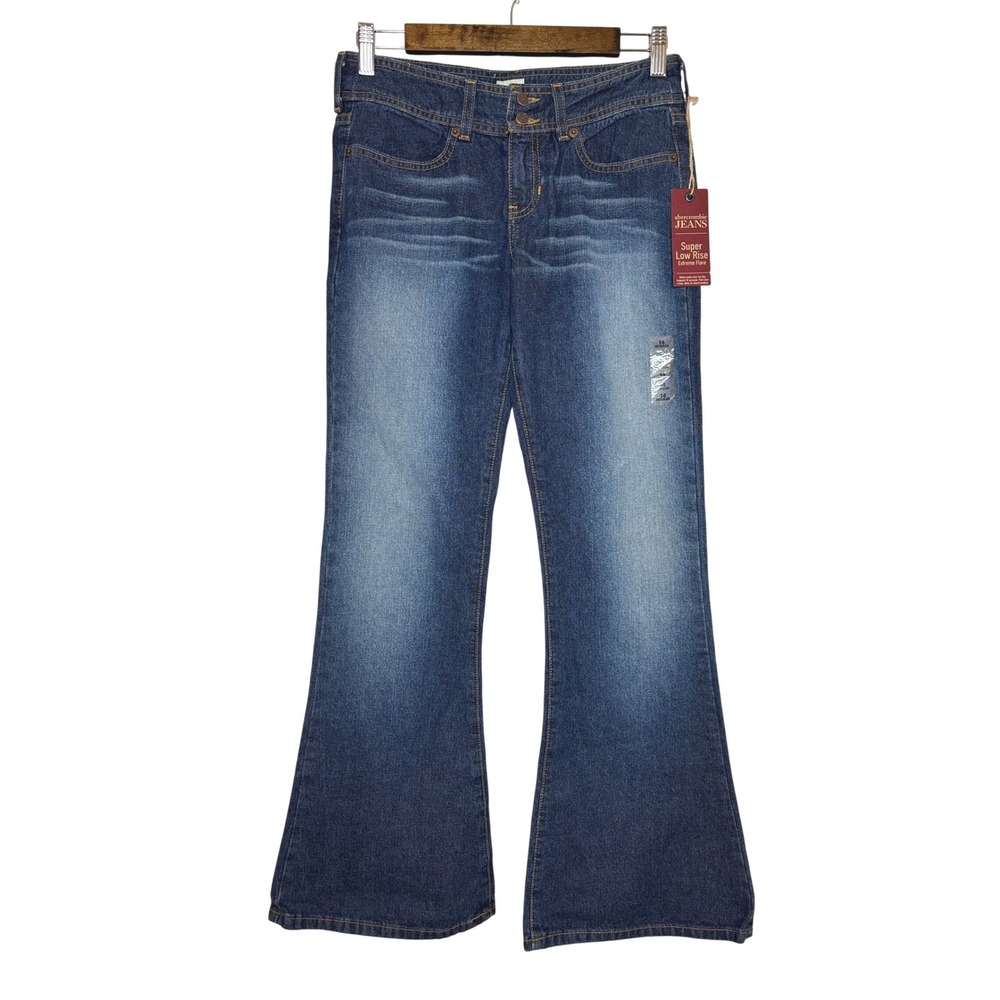 Abercrombie Vintage Y2K Super Low Rise Extreme Flare Dark Blast Jeans NWT